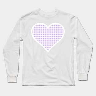 Pale Purple and White Gingham Heart Long Sleeve T-Shirt